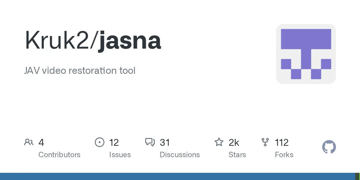 GitHub - Kruk2/jasna: JAV video restoration tool · GitHub 的网站封面